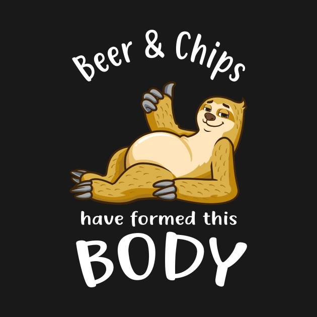 Sloth Funny Beer & Chips Belly Dad Body Men Gifts by Foxxy Merch