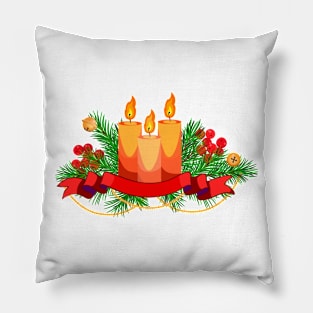 Сhristmas arrangement with fir branches, candles Pillow