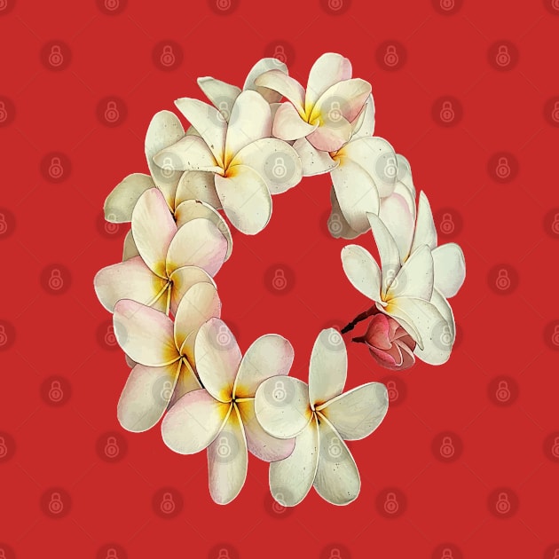 Plumeria Tropical Flower Garland Wreath-Like Pattern by taiche