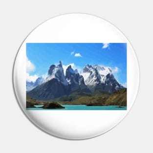 W Trek Torres del Paine Hike Digital Painting Pin