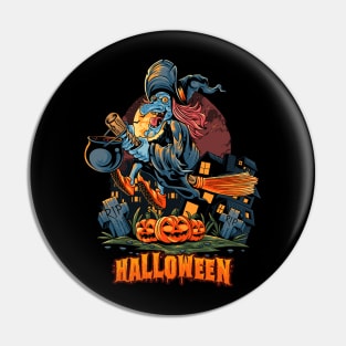 Halloween witch with pumpkin Pin