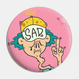 Dope sad rapper middle finger to the world illustration Pin