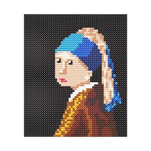 Girl with a Pearl Earring by Johannes Vermeer. Pixel Art T-Shirt