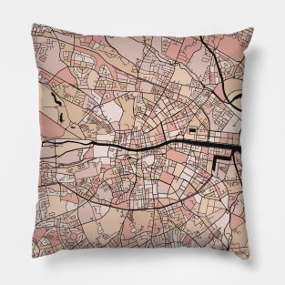 Dublin Map Pattern in Soft Pink Pastels Pillow