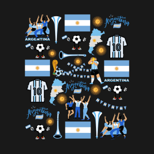 Argentina Soccer Futbol Champions Messi Fans Fun Celebration Pattern T-Shirt