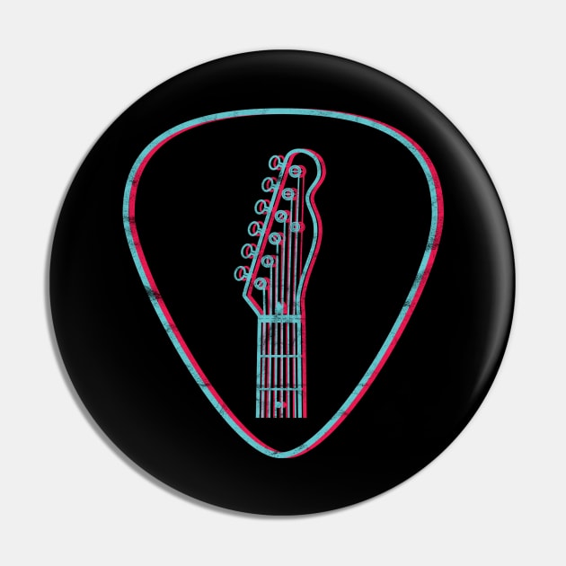 3D T-Style Guitar Headstock Guitar Pick Dark Theme Pin by nightsworthy