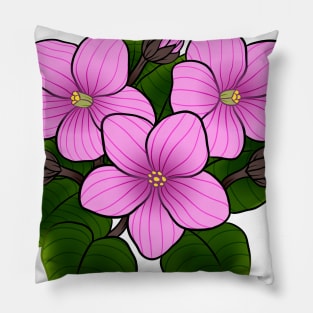 Pink African Violets in White Pillow