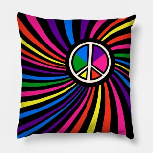 Hippie Peace Rainbow Pillow