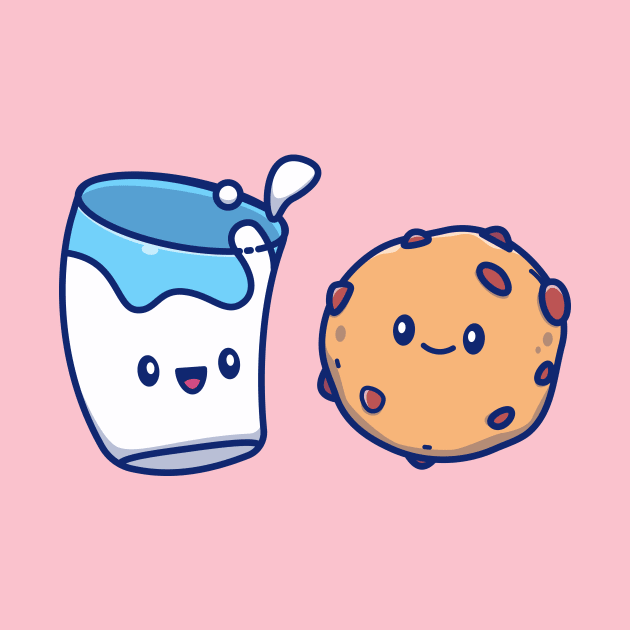 Cute Milk And Cute Cookies Cartoon by Catalyst Labs