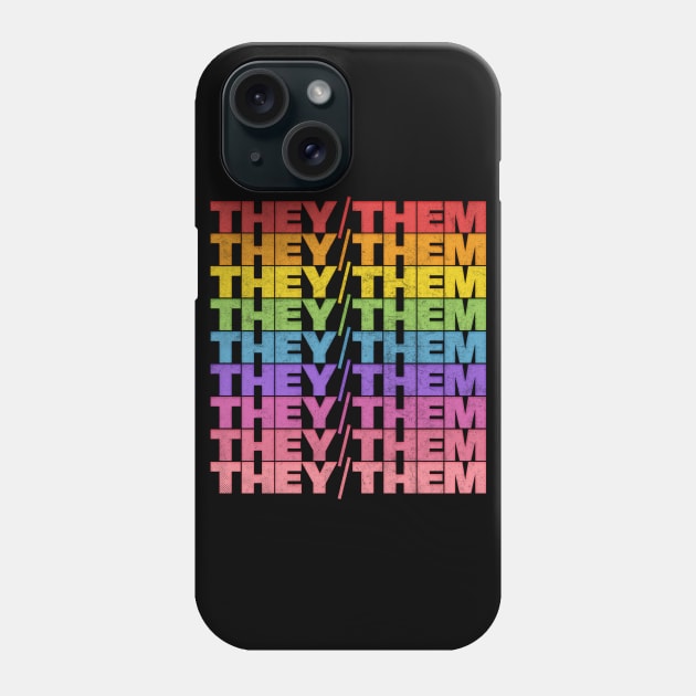 They/Them Pronouns -  Retro Style Rainbow Design Phone Case by DankFutura