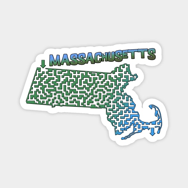 Massachusetts State Outline Maze & Labyrinth Magnet by gorff