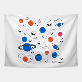 Alien playground ecopop pattern Tapestry