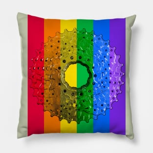 Rainbow Pride Flag Bicycle Cassette Pillow