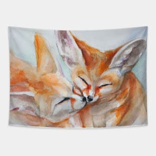 Two kissing fennec fox Tapestry