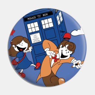 Clara and Doctor travel with Tardis Pin