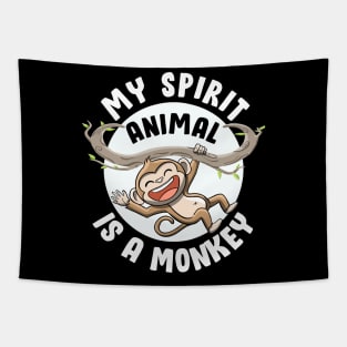 My Spirit Animal Is a Monkey Cute Ape Primates Monkey Lovers Tapestry