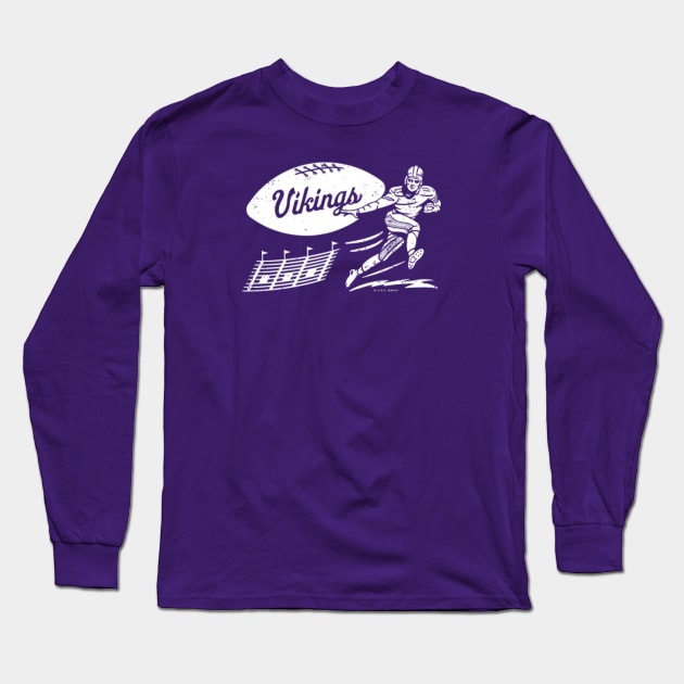 deadmansupplyco Vintage Football - Minnesota Vikings (White Vikings Wordmark) Long Sleeve T-Shirt