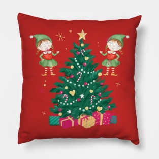Christmas Tree Elfs Pillow