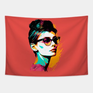 Audrey Hepburn Colorful and Minimalist Pop Art Style Tapestry