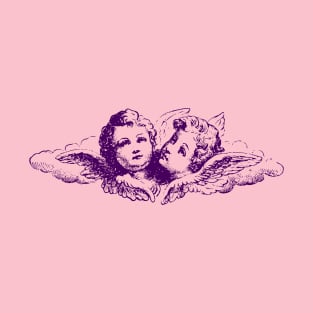 Vintage Cupid Angel Cherubs In Cloud Art Engraving T-Shirt