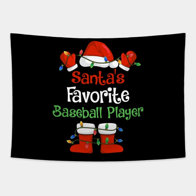 Santa's Favorite Baseball Player Funny Christmas Pajamas Tapestry by cloverbozic2259lda