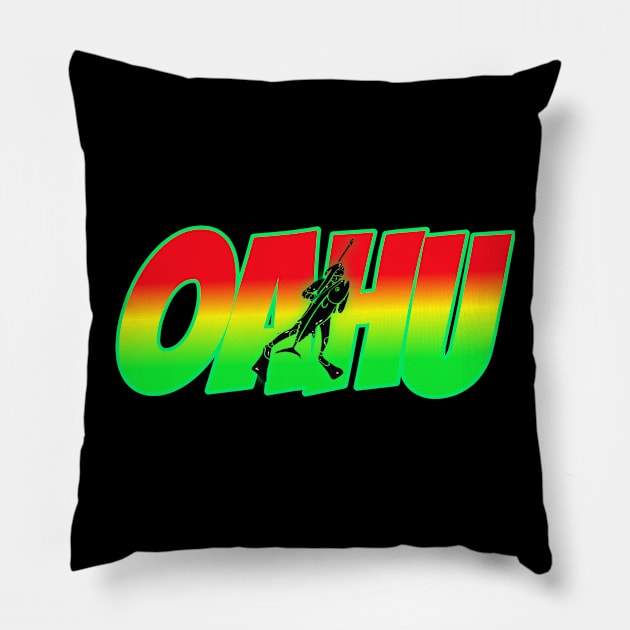 Hawaii t-shirt designs spearfishing Pillow by Coreoceanart