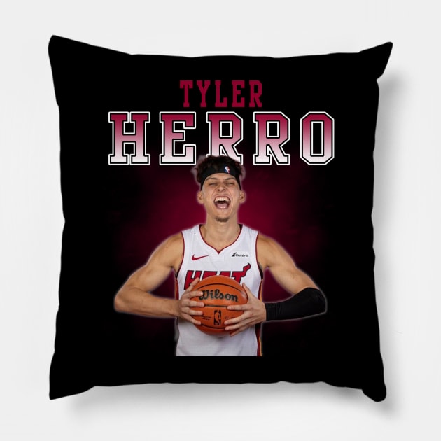 Tyler Herro Pillow by Bojes Art