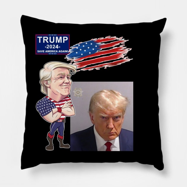 Trump 2024 Mug Shot Pillow by WithCharity