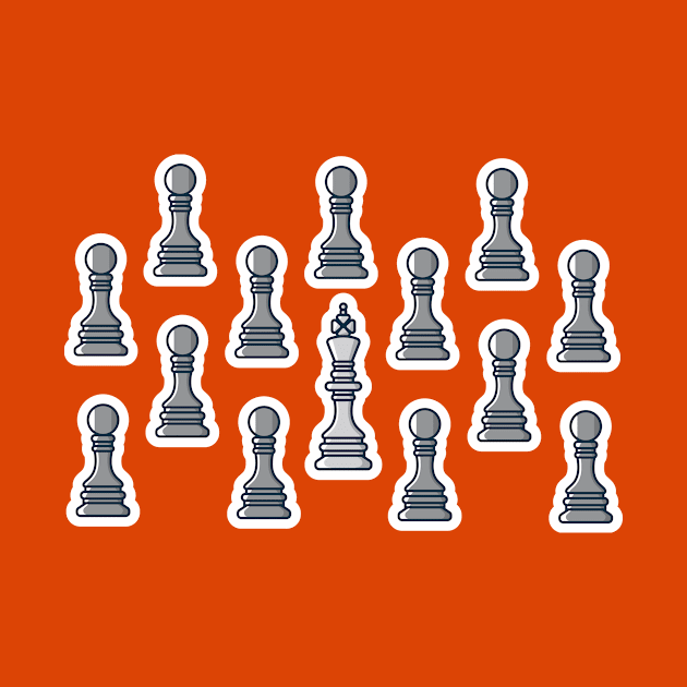 Chess Leader King Pattern Sticker style vector illustration. Sport board game object icon concept. Stand out, different and unique concept, business idea. by AlviStudio