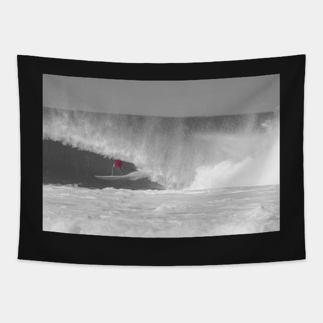 Backdoor Surfer getting Barreled Tapestry by DebraCasey