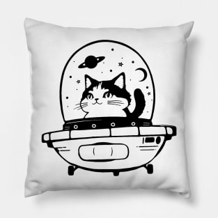 Cute Kawaii Black Cat in UFO Pillow