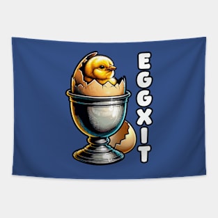 Eggxit Cute Chick Egg Pun Tapestry