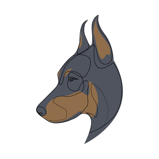 Doberman Pinscher - one line drawing by addillum