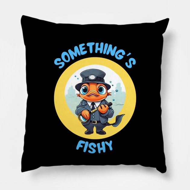 Something's Fishy | Fish Pun Pillow by Allthingspunny