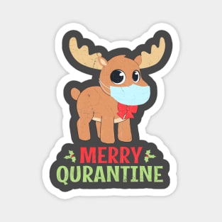 Merry Quarantine Christmas 2020 Vintage Deer Mask Magnet