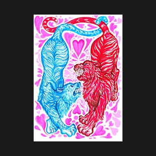 Psychedelic Snarling Tigers T-Shirt