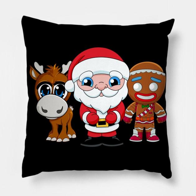 Christmas face mask, cute Santa Clause , Cartoon Gingerbread man, baby DeerChristmas cartoon characters, Cartoon Santa Clause, Pillow by PrimeStore