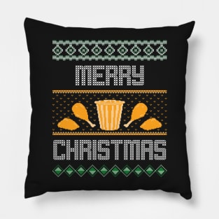 Merry Christmas Fried Chicken Pixel Art Pillow