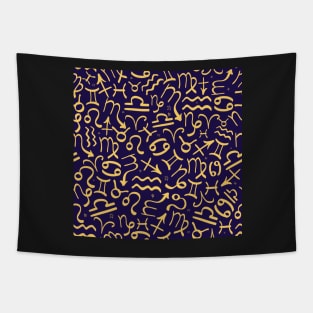 Astrology zodiac signs, hand drawn pattern Tapestry