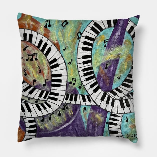Jazz Trio Pillow by KarenZukArt