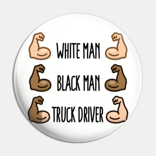 White man black man truck driver trucker truck bodybuilding (dark design) Pin