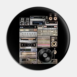 Hifidelity Vintage Music HiFi Sound system setup collage art Pin