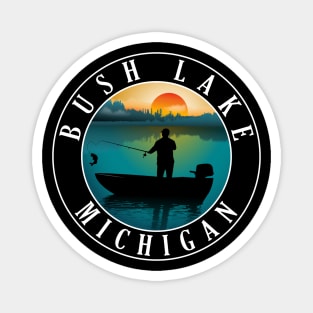 Bush Lake Fishing Michigan Sunset Magnet