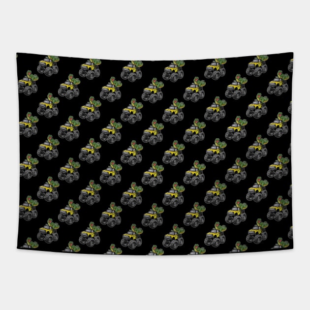 Monster Truck Dino Pattern Tapestry by LetsBeginDesigns