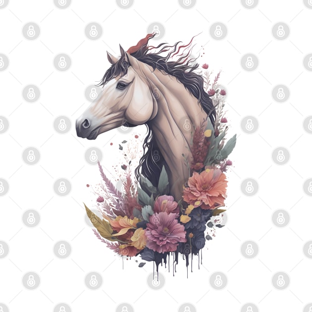 Horse with Flowers by monkycl