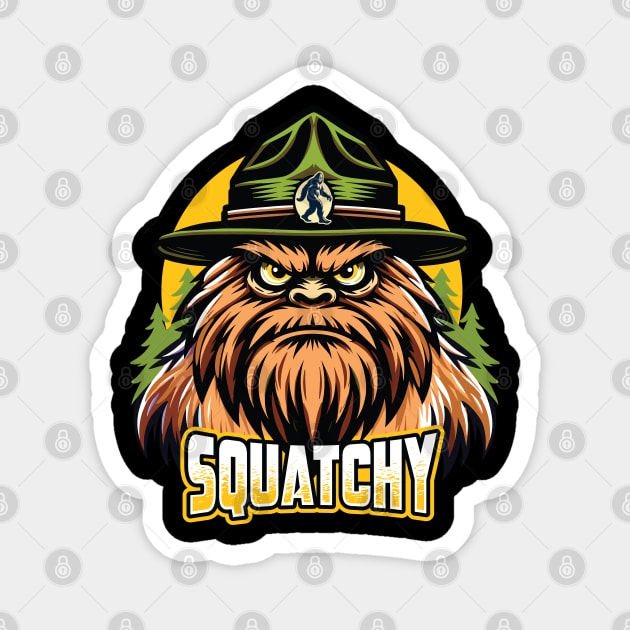 Squatchy Forest Ranger - Bigfoot Enthusiast Graphic Magnet by Graphic Duster