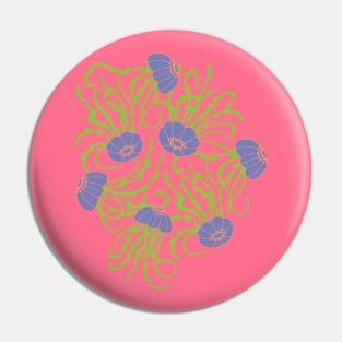 JELLIES Gently Swimming Jellyfish Coastal Ocean Undersea Aquarium Sea Creatures in 1970s Retro Purple Green on Hot Pink - UnBlink Studio by Jackie Tahara Pin