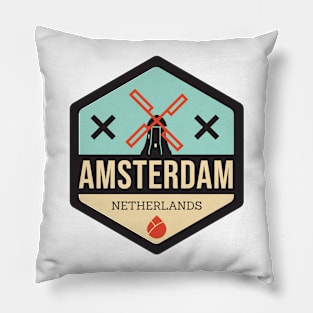 Amsterdam Windmill Badge XXX Pillow
