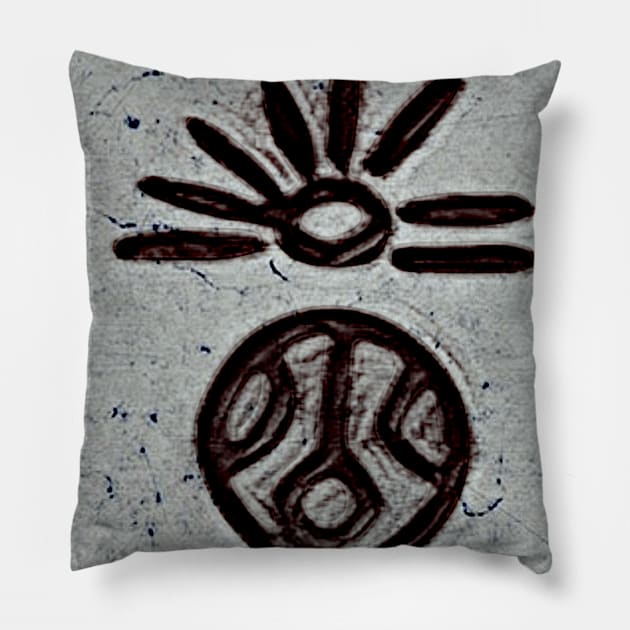 Taino Sun Symbol Pillow by SoLunAgua