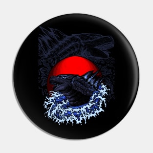 The Great Godzilla off Kanagawa Art Pin